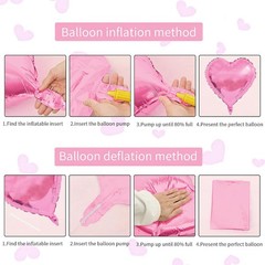 Pink and White Balloons – Pack of 15 – Heart Shaped Foil Balloons for Valenti