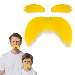 Yellow Mustache and Eyebrows for Kids Adults – Self-Adhesive Fake Beard,…