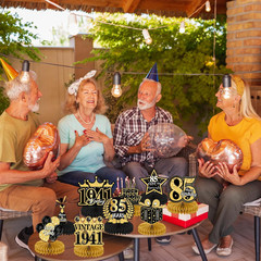 85Th Birthday Party Decorations, 9PCS Happy Birthday Table Honeycomb Centerpiece