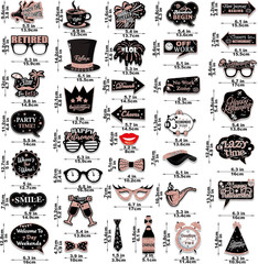 Retirement Party Photo Booth Props Kit – 37Pcs Paper Photo Props 1 Frame Glitter