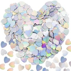 60g Love Heart Table Confetti 15mm Glitter Sequins Plastic AX/Glittering Silver