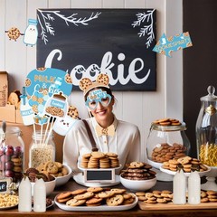 24 PCS Milk Cookies Theme Photo Props One Sweet 1st Birthday Party Decorations