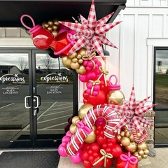 32 Inch Red White Gingham Star Burst Balloons, Red Plaid Checkered Explosion …