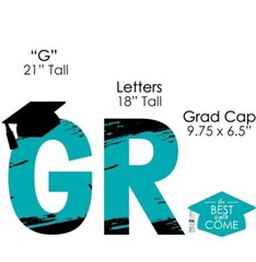 Big Dot of Happiness Teal Graduation Party Yard Signs Outdoor Lawn Decorations