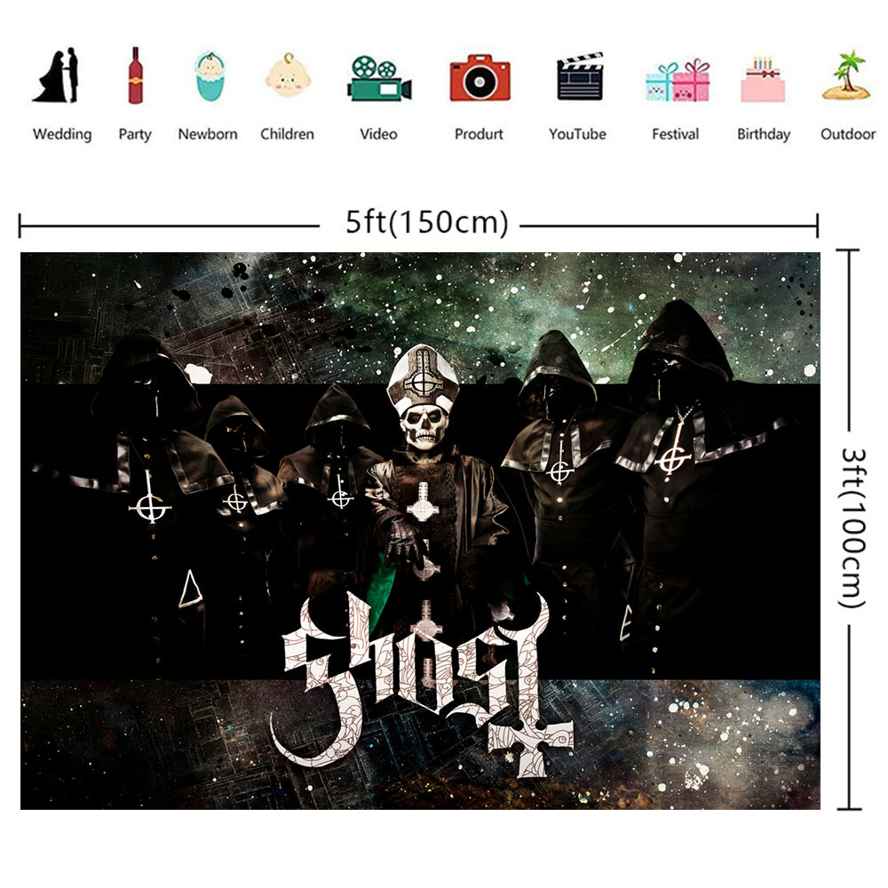 Ghost Birthday Decor Party Supplies Backdrop Banner Poster Vinyl for Kids
