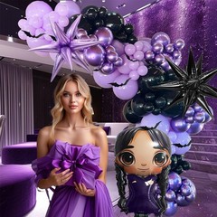 143pc Purple And Black Balloon Arch Kit Gothic Balloon Garland Bats Starburst…