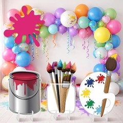 Large Paint Party Decorations – Colorful Art Cardboard Cutouts – 4 Paintings