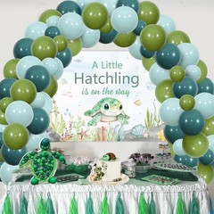 Sea Turtle Baby Shower Decoration Boy, A Little Hatchling is on The Way Backd…