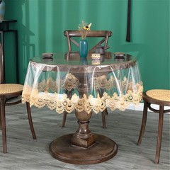 Jeloris Clear Round Vinyl PVC Waterproof Tablecloth Embroidered Dustproof
