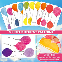 9 Sheet Colorful Balloons Window Clings Stickers Watercolor Balloons Double-Side