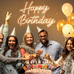 Happy Birthday Neon Sign 16.5″ x 12.2″, Small Neon Happy Birthday Sign for Ba…