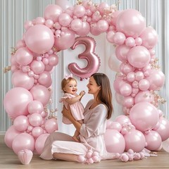 Pearl Pink Balloons Arch Kit – Double Stuffed Pastel Light Pale Pink Balloons…
