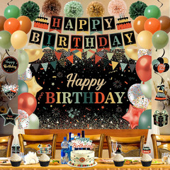 Colorful Birthday Party Decorations Set | Happy Birthday Banner & Sash, Balloons