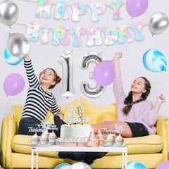 Official Teen Rainbow Supply Birthday Decorations, Colorful Balloon Party 13th