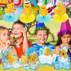 12 Pcs Rubber Duck Birthday Party Decorations Rubber Duck Themed Honeycomb Cente