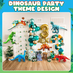 6-Pcs Inflatable Dinosaur Birthday Party Decorations – Large Blow-Up Dino Toys f
