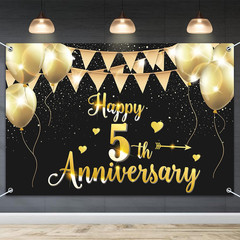 6x4ft Happy 5th Anniversary Banner Backdrop – 5 Wedding Anniversary Decorations