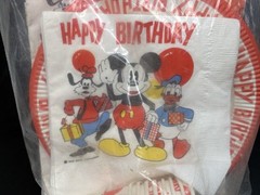 Vintage Disney Mickey Mouse Party Pack Paper Plates Table Cover Napkins Cups NEW
