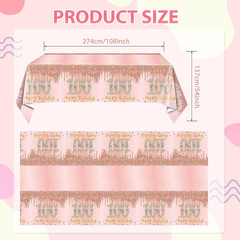 3 Pack 100th Birthday Decorations Rose Gold 100 Years Old Birthday Tablecloth Pl