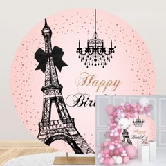 AWERT Polyester Diameter 7.5ft Eiffel Tower Round Backdrop Decoration Pros