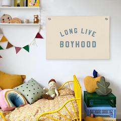 Boys Room Decor, Long Live Boyhood Banner, Baby Boy Shower Decorations, Linen Ca