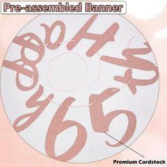 65Th Birthday Decorations for Women, Rose Gold 65Th Birthday Decor Kit with Bann