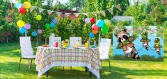 Flying Racoons Animal Theme Face Cutout, 42×72″ Photo Stand-in, Party Photo Prop