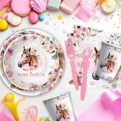 Cowgirl Party Decorations Tableware – Horse Theme Saddle Up Western Party Sup…