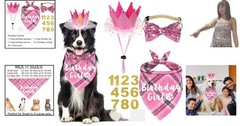 Luxurious Dog Birthday Crown Set – Hat, Bow Tie & Bandana Costume for Large Dogs