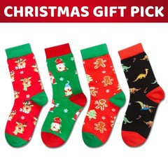4 Pairs Christmas Socks For Kids Secret Santa Gifts Holiday Sock Teen Boy Girl
