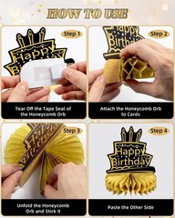 9 Pcs 80th Birthday Decoration for Men Women Happy 80th,