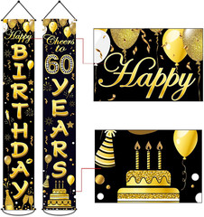 60th Birthday Party Banner Decorations for Women Men 60 Year Old Door Banners…