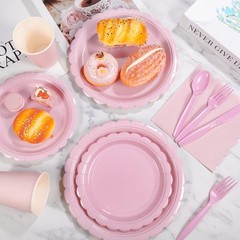 Complete Pink Party Set – 175 Pcs Disposable Plates, Cups & Napkins for Events