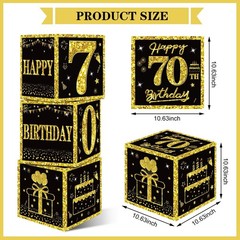 Eiurteao 3pcs Black Gold 70th Birthday Decorations Boxes for Men Women | Happ…