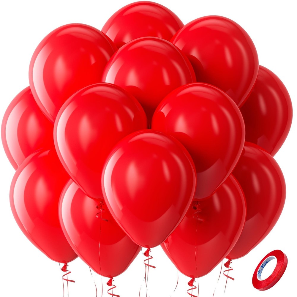 Red Balloons Latex Party Balloons 100 Pack 12 inch Round Helium Red Balloons…