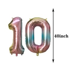 Sweet 10th Birthday Decorations Party Supplies,Rainbow Number 10 Balloons,10t…
