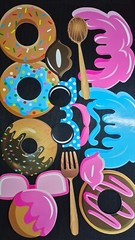 Doughnut Selfie Photo Prop Birthday Party Decoration Sweets Dessert 22pcs