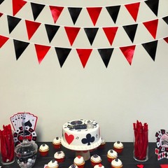 Red Black Party Decoration Metallic Fabric Triangle Pennant Banner Flag Bunti…