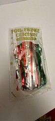 Christmas Foil Fringe Curtain Red Green Silver Metallic Tinsel Backdrop Party
