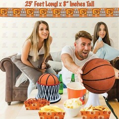 25ft Basketball Party Banner It’s Game Time Sports Hoop Decoration Banner Tape