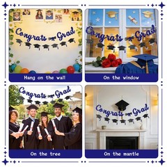 2026 Graduation Banners Party Decorations, Glitter Congrats Grad with Grad Ca…