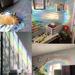 GORGECRAFT 6×7 Inch Leaf Window Clings Static Rainbow Stickers