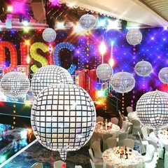 Disco Party Decorations, Disco Balloons for 70s 80s 22 Inch Large Silver Irid…
