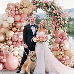 Dusty Pink Balloon Arch Kit, 143Pcs Boho Blush Pink Sand White Nude Rose Gold…
