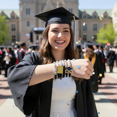 Graduation Gifts – 6 Pack Black Graduation Bracelets for Her | 2026 2027 Graduat