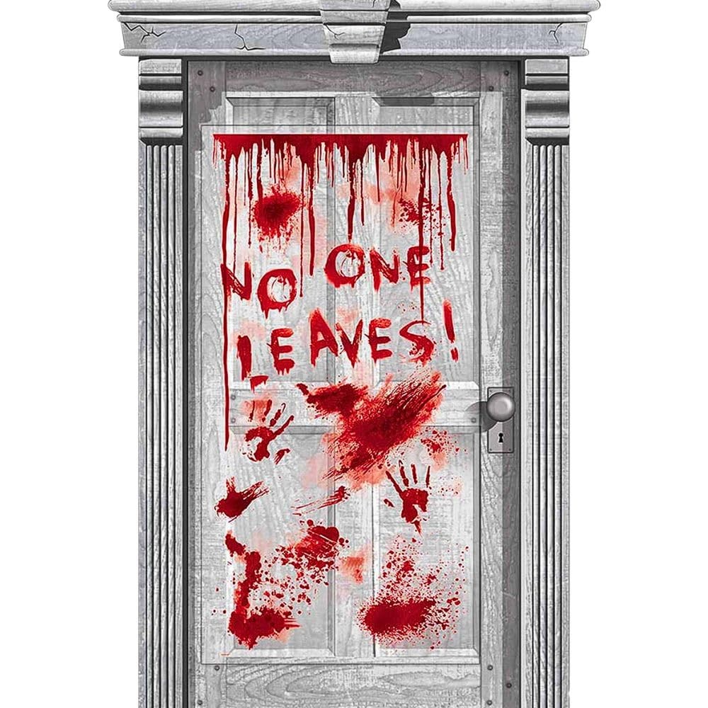 DECO DOOR DRIPING BLOOD ASYLUM 1.65m x 85cm, Red
