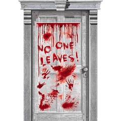 DECO DOOR DRIPING BLOOD ASYLUM 1.65m x 85cm, Red