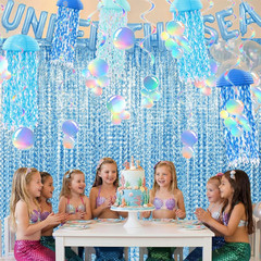 20 Pcs Hanging Jellyfish Paper Lanterns with Tassel Curtains Swirl Bubble Stream