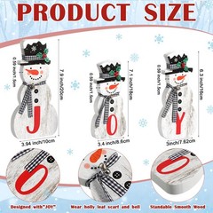 3 Pcs Christmas Snowman Table Top Decoration Joy Wooden Sign Holiday Table Cente