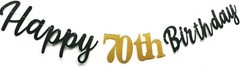 Glitter Happy 70th Birthday Banner Double Sized Paper 70 Black